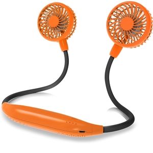 Neck Fan with 6 Speeds 4 Blade USB Charger Orange
